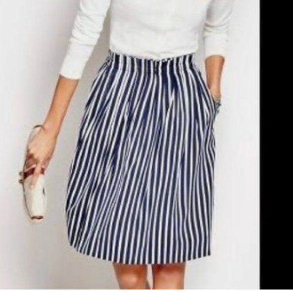 J. Crew Dresses & Skirts - J. Crew Navy White Striped Paperbag Waist Skirt Size 8